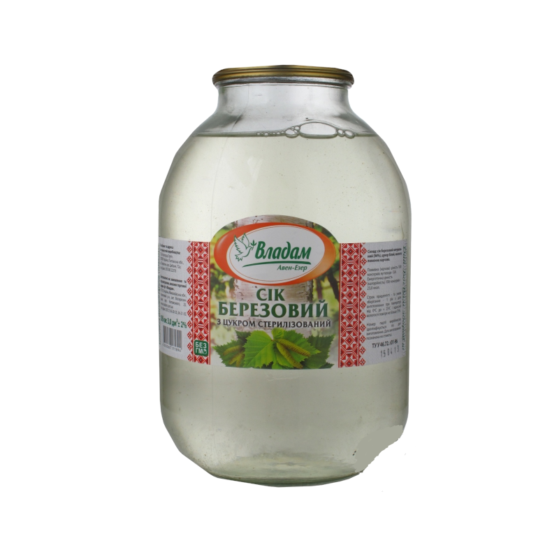 Сік ВЛАДАМ березовий, стерилізований, з підсолоджувачем, банка скляна, 3л